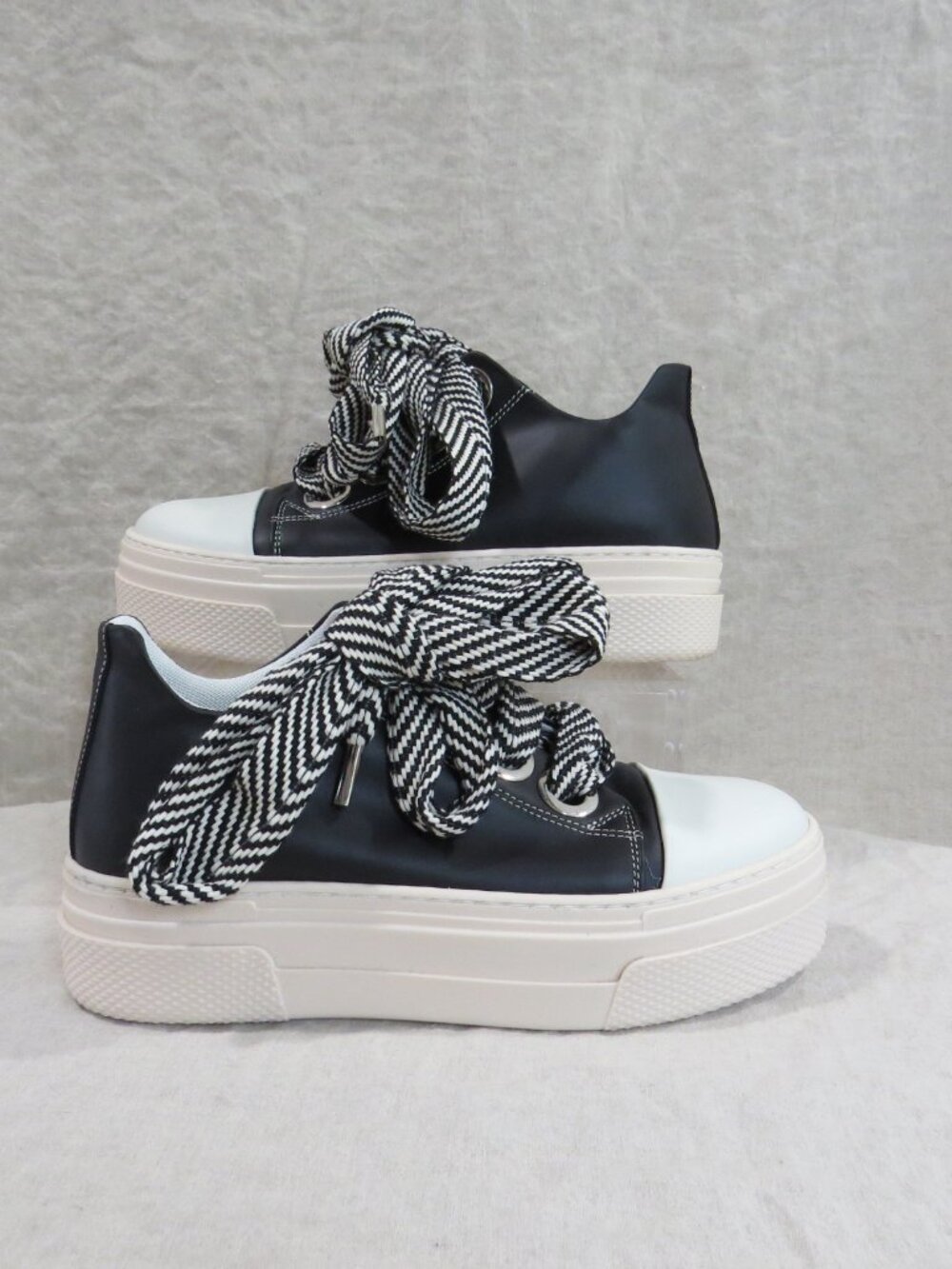 Cristian Zerotre CALIPSO 200 Black Leather Platform Sneakers Women's SIZE 40